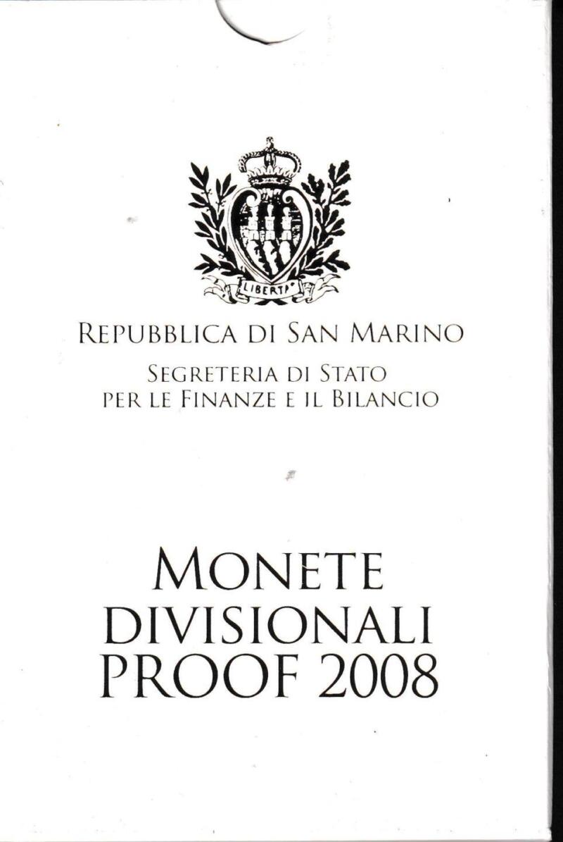 Monete San Marino Anno 2008 Serie divisionale Fondo specchio - Proof