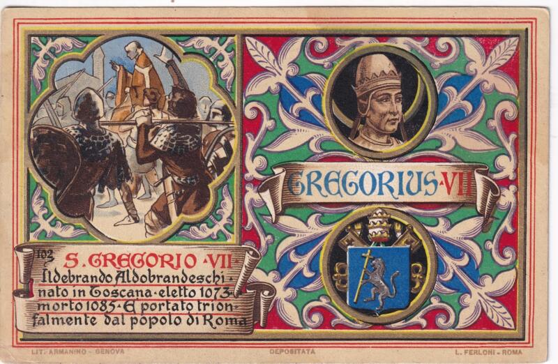 Cartolina d'epoca Serie dedicata a Sua Santità Papa Pio X e da Lui Benedetta Roma ottobre 1903 - 102 Gregorio VII