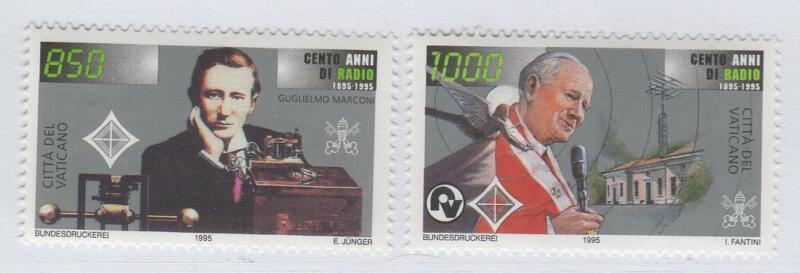 Francobolli Vaticano Anno 1995 Centenario della Radio - Emissione congiunta con Irlanda Italia e San Marino