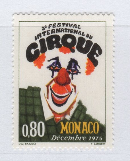 Francobollo Monaco Anno 1975 Secondo festival internazionale del circo