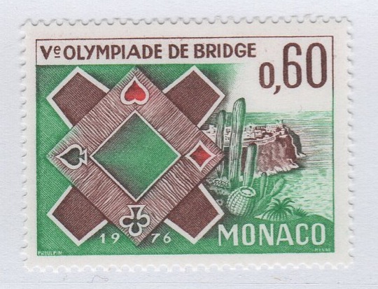 Francobollo Monaco Anno 1976 Quinta olimpiade di bridge
