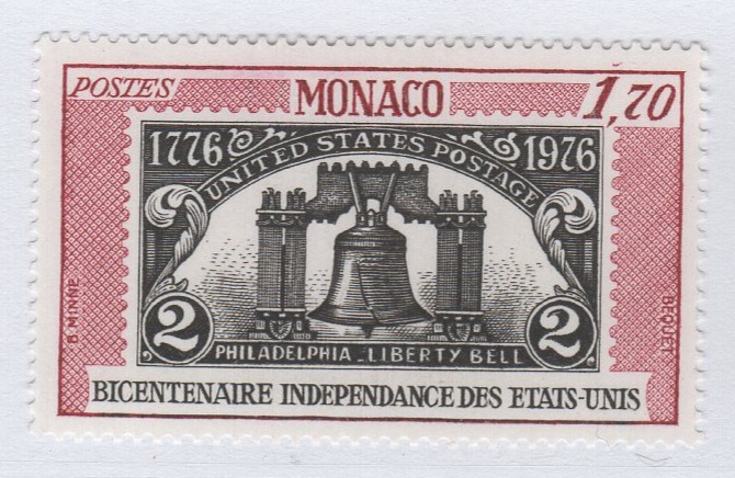 Francobollo Monaco Anno 1976 Bicentenario dell'indipendenza degli Stati Uniti