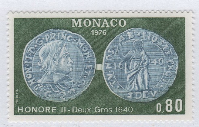 Francobollo Monaco Anno 1976 Numismatica monegasca