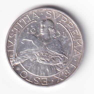 Moneta IUSTITIA. SUPREMA. LEX. ESTO 1931 - REPUBBLICA. DI. S. MARINO LIRE 10 R.