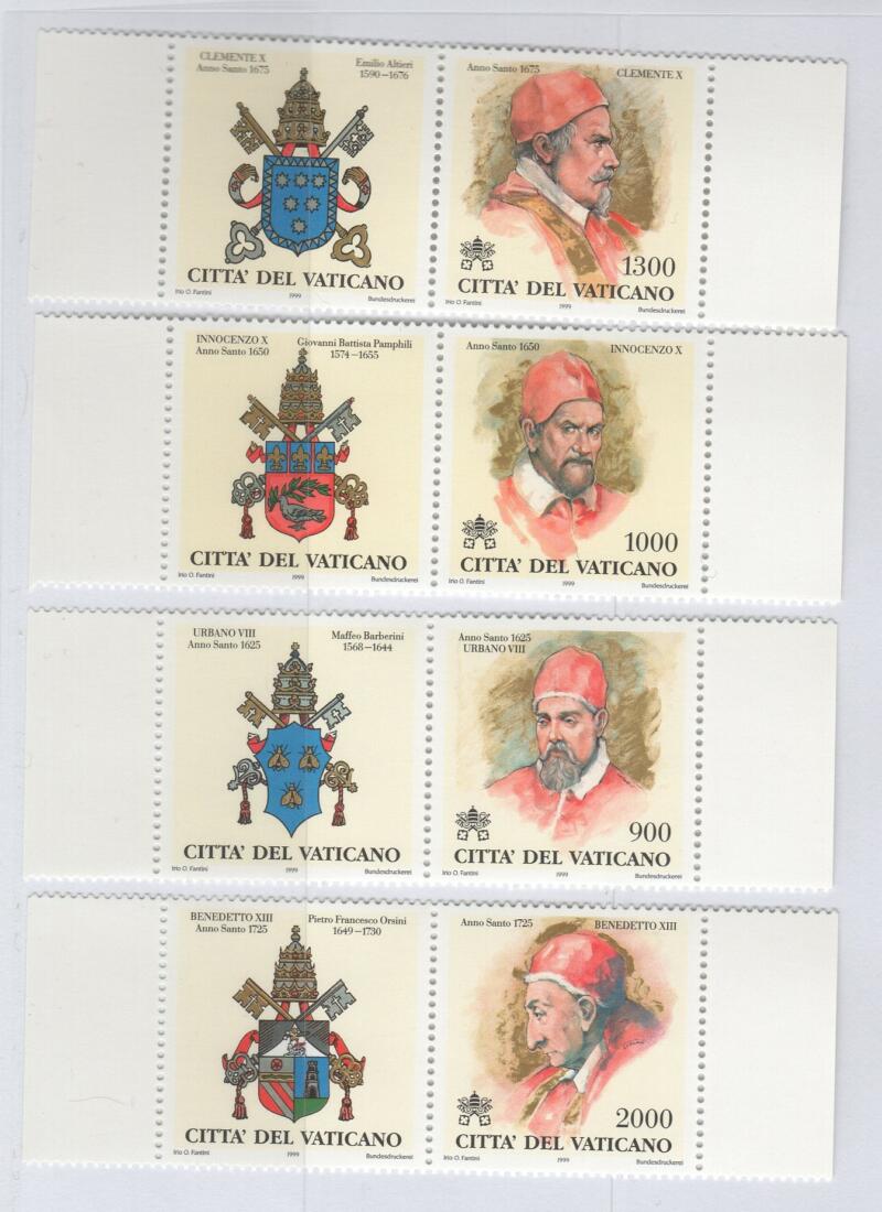 Francobolli Vaticano Anno 1999 I Papi e gli Anni Santi Seconda serie