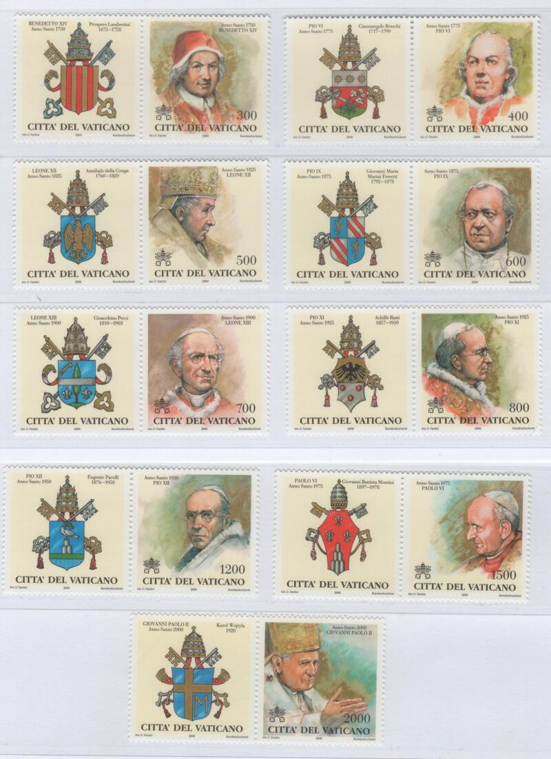 Francobolli Vaticano Anno 2000 I Papi e gli Anni Santi Terza serie
