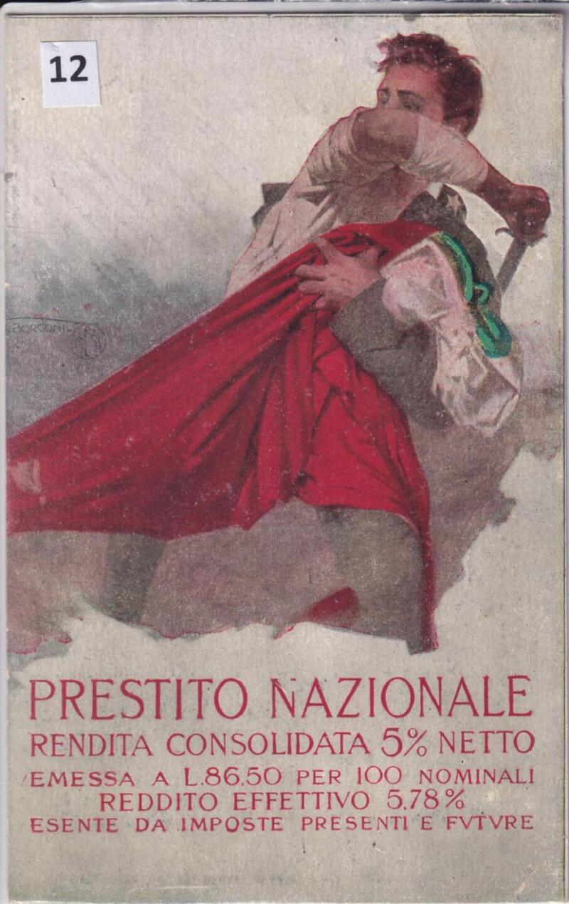 Cartolina d'epoca a soggetto militare Prestito Nazionale