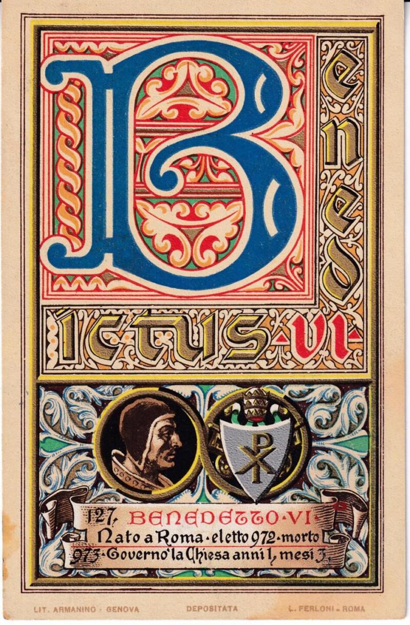 Cartolina d'epoca Serie dedicata a Sua Santità Papa Pio X e da Lui Benedetta Roma ottobre 1903 - 127 Benedetto VI