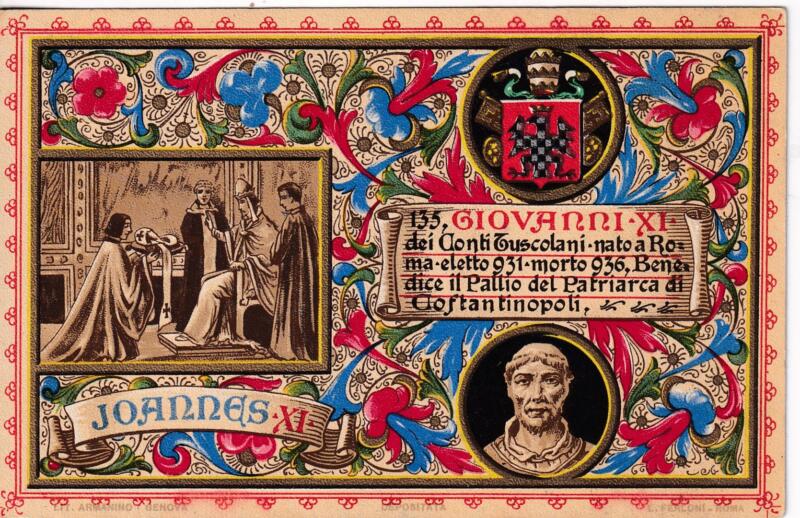 Cartolina d'epoca Serie dedicata a Sua Santità Papa Pio X e da Lui Benedetta Roma ottobre 1903 - 135 Giovanni XI
