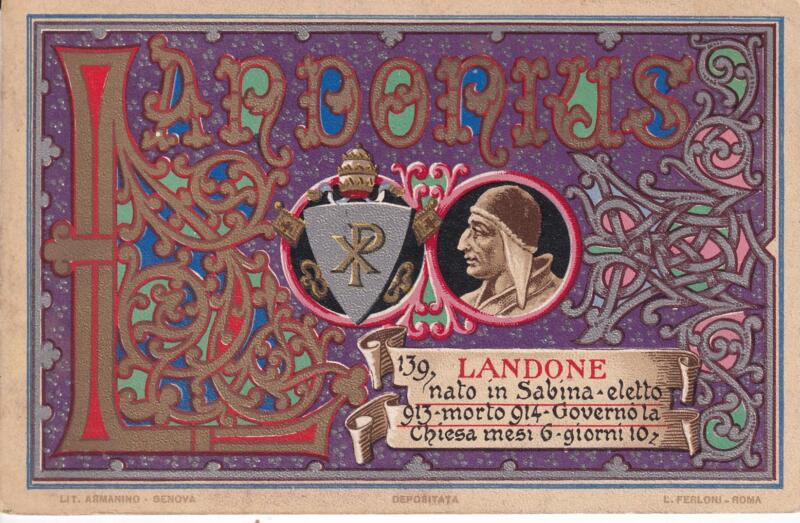 Cartolina d'epoca Serie dedicata a Sua Santità Papa Pio X e da Lui Benedetta Roma ottobre 1903 - 139 Landone