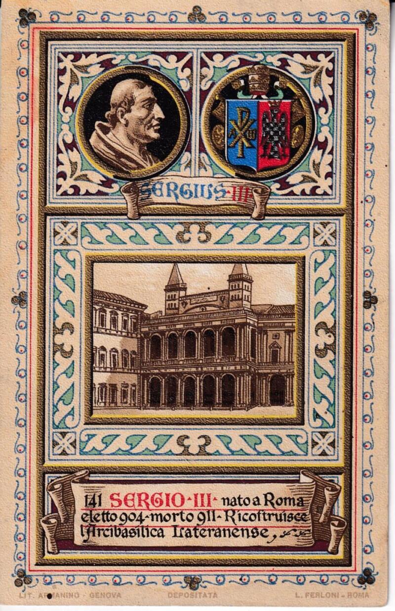Cartolina d'epoca Serie dedicata a Sua Santità Papa Pio X e da Lui Benedetta Roma ottobre 1903 - 141 Sergio III
