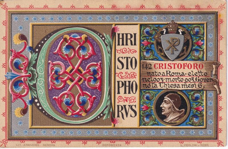 Cartolina d'epoca Serie dedicata a Sua Santità Papa Pio X e da Lui Benedetta Roma ottobre 1903 - 142 Cristoforo