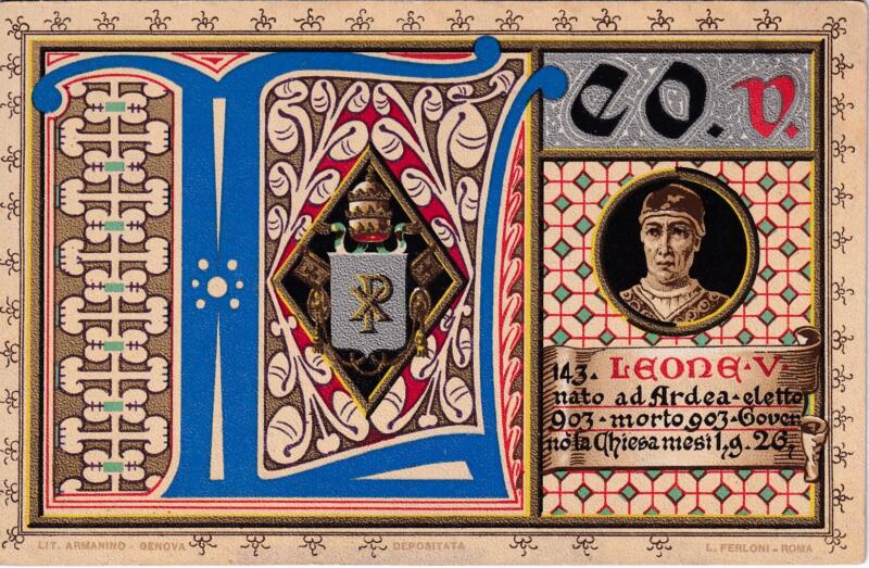 Cartolina d'epoca Serie dedicata a Sua Santità Papa Pio X e da Lui Benedetta Roma ottobre 1903 - 143 Leone V