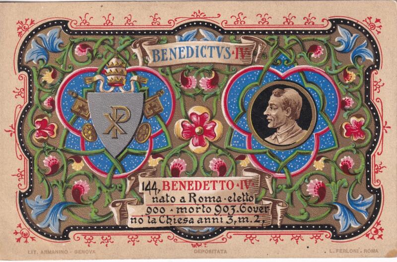Cartolina d'epoca Serie dedicata a Sua Santità Papa Pio X e da Lui Benedetta Roma ottobre 1903 - 144 Benedetto IV