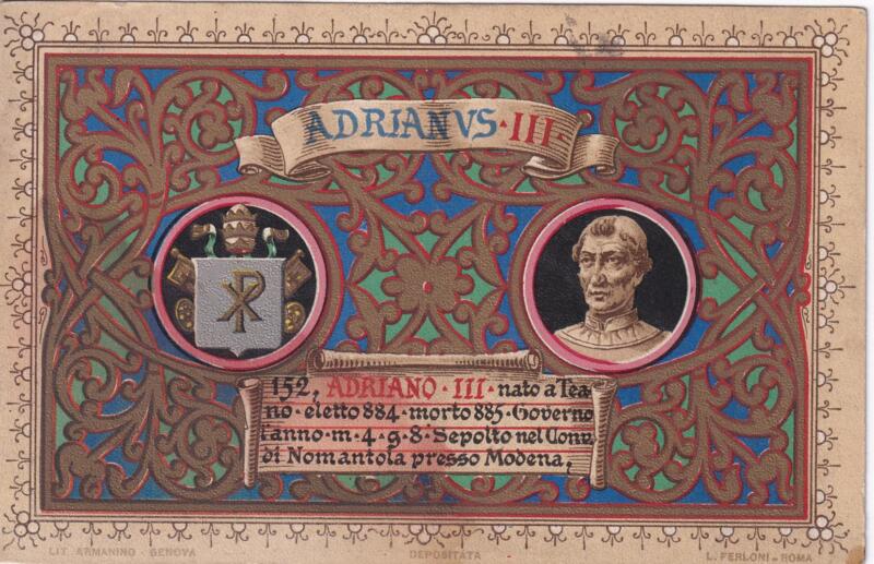 Cartolina d'epoca Serie dedicata a Sua Santità Papa Pio X e da Lui Benedetta Roma ottobre 1903 - 152 Adriano III