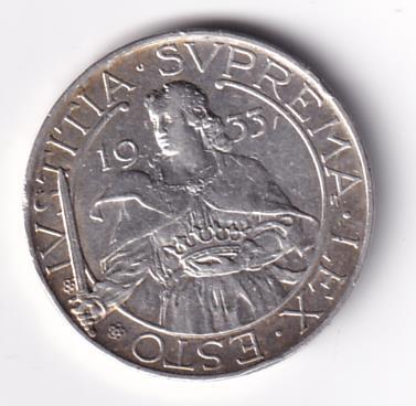 Moneta IUSTITIA. SUPREMA. LEX. ESTO 1933 - REPUBBLICA. DI. S. MARINO LIRE 10 R.