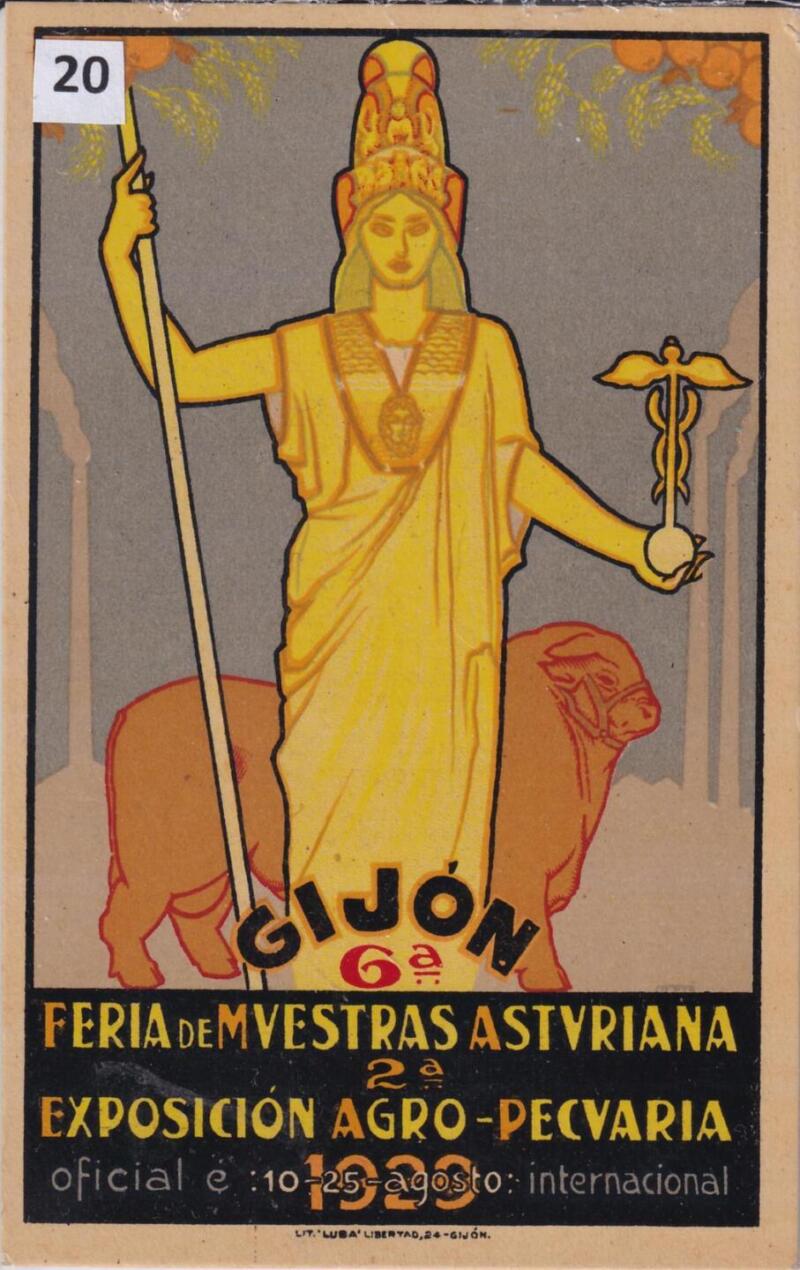 Cartolina d'epoca pubblicitaria Gijòn Feria de Muestras asturiana