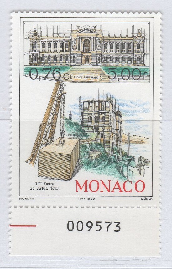 Francobollo Monaco Anno 1999 Centenario della posa della prima pietra del Museo Oceanografico