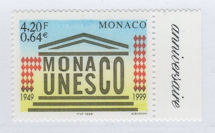 Francobollo Monaco Anno 1999 Cinquantenario dell'adesione  di Monaco all'UNESCO