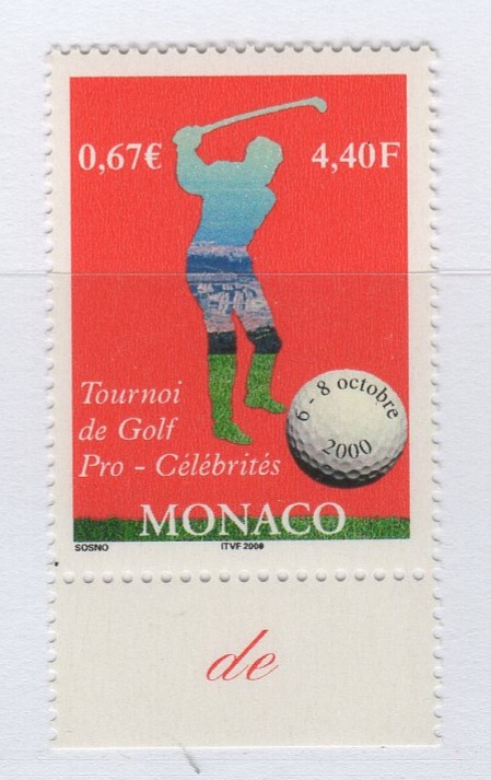 Francobollo Monaco Anno 2000 Torneo di golf Pro-Célébritiés Montecarlo