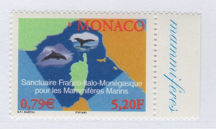 Francobollo Monaco Anno 2001 Progetto Pelagos del Rotary Franco-Tedesco-Monegasco