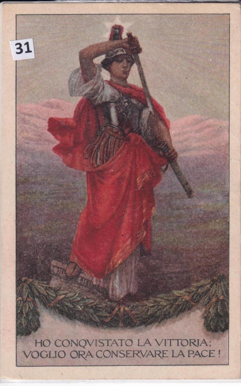 Cartolina d'epoca a soggetto militare Ho conquistato la vittoria