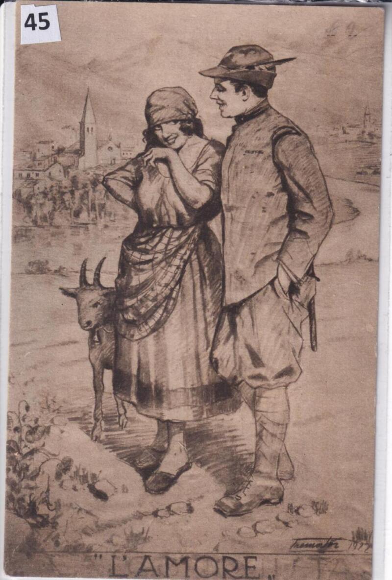 Cartolina d'epoca a soggetto militare L'AMORE