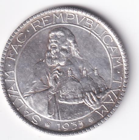 Moneta REPUBBLICA DI S. MARINO L. 20 - SALVAM. FAC. REMPUBLICAM. TUAM.  1935