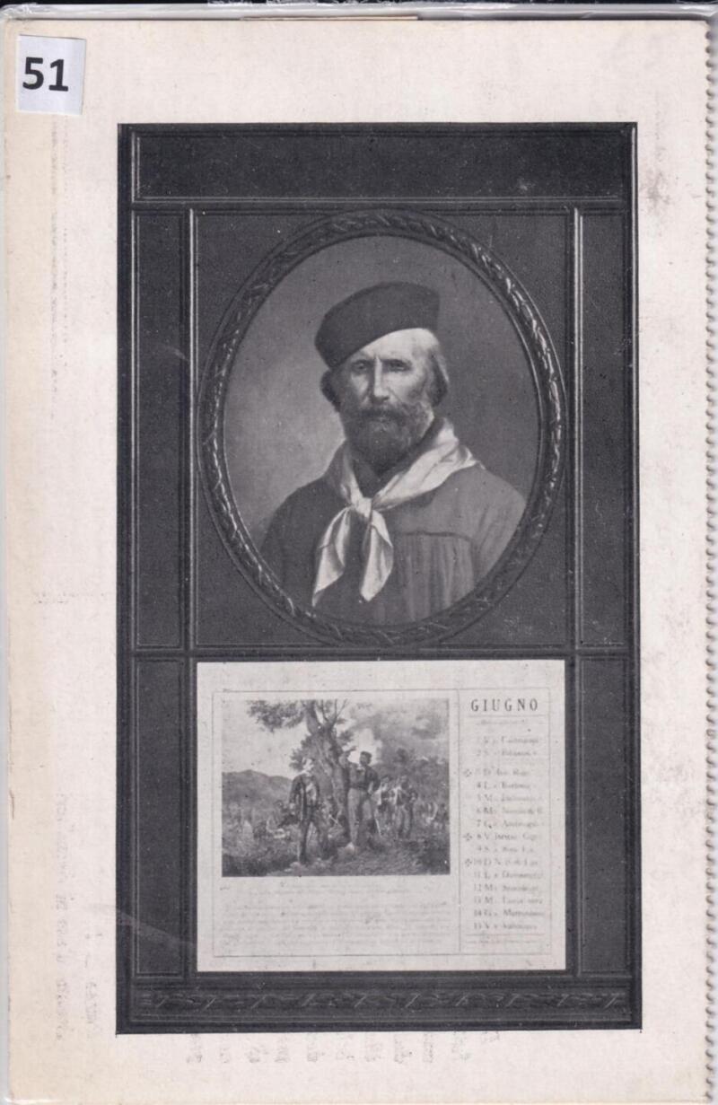 Cartolina d'epoca a soggetto militare Giuseppe Garibaldi