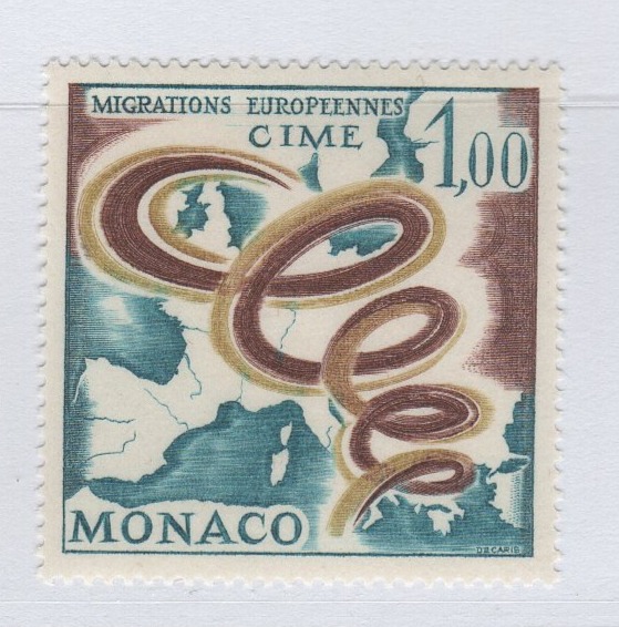 Francobollo Monaco Anno 1967 Comitato Intergovernativo Migrazioni Europee CIME