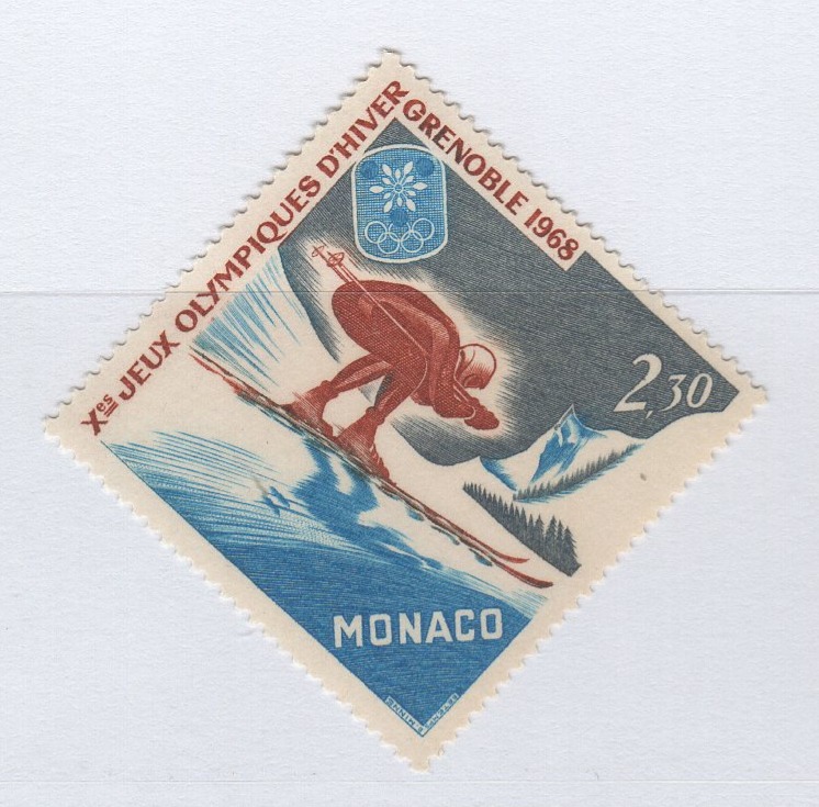 Francobollo Monaco Anno 1967 Giochi Olimpici invernali di Grenoble