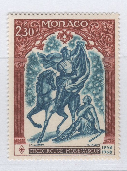 Francobollo Monaco Anno 1968 20esimo anniversario della Croce Rossa monegasca