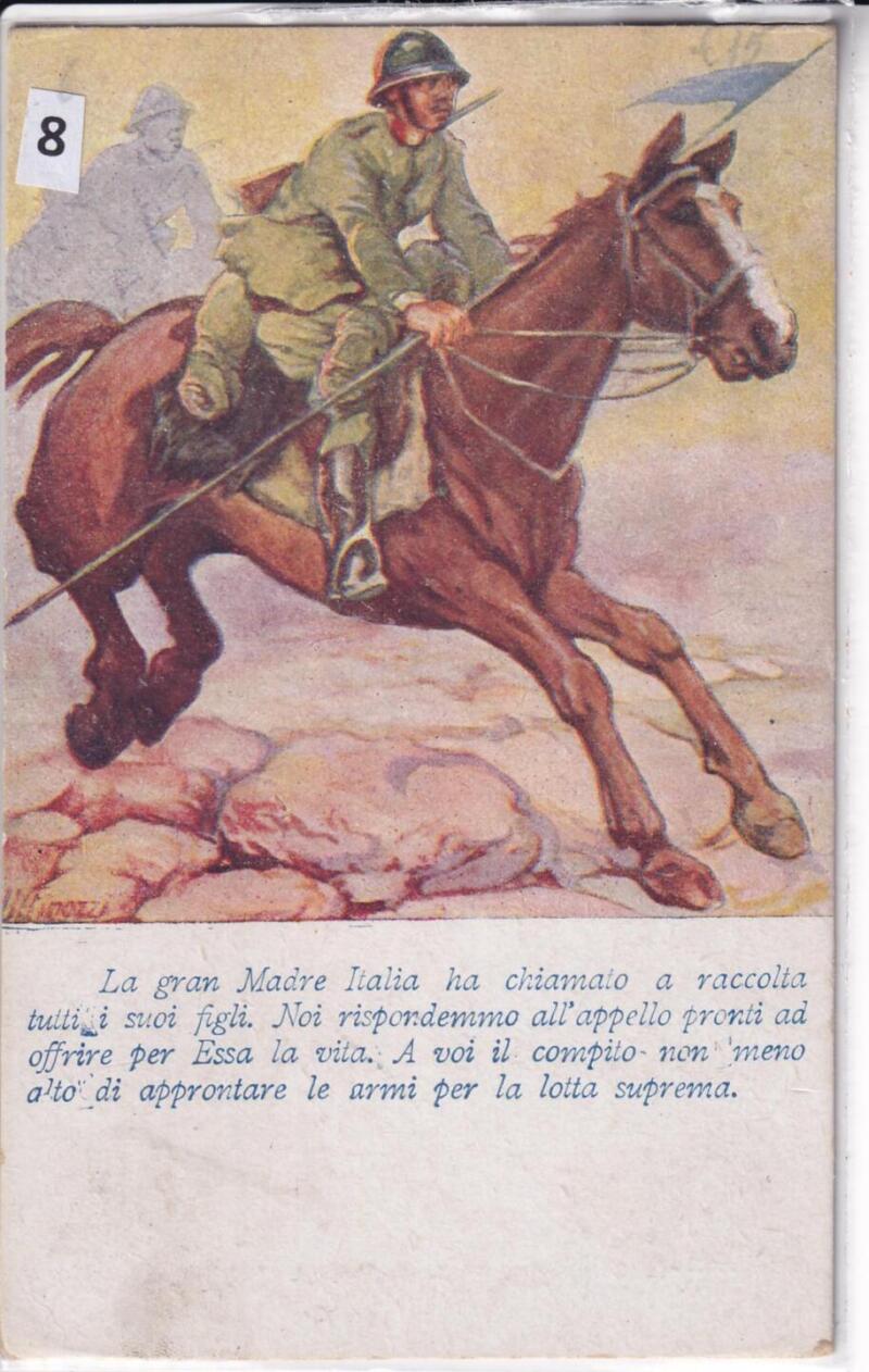 Cartolina d'epoca a soggetto militare La Gran Madre Italia