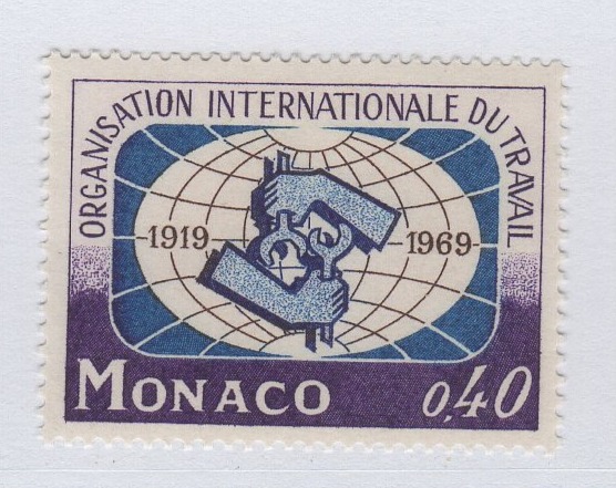 Francobollo Monaco Anno 1969 Cinquantenario dell'OIL