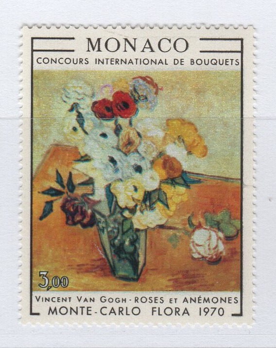 Francobollo Monaco Anno 1970 Concorso internazionale di composizione floreale