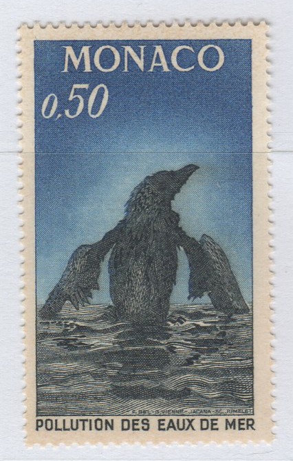 Francobollo Monaco Anno 1971 Lotta contro l'inquinamento delle acque marine