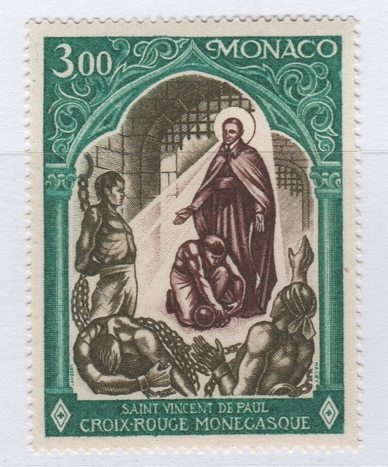 Francobollo Monaco Anno 1971 Croce Rossa Monegasca S. Vincenzo de Paoli