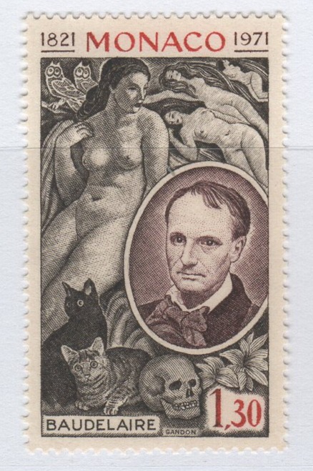 Francobollo Monaco Anno 1972 150esimo anniversario della nascita di Charles Baudelaire