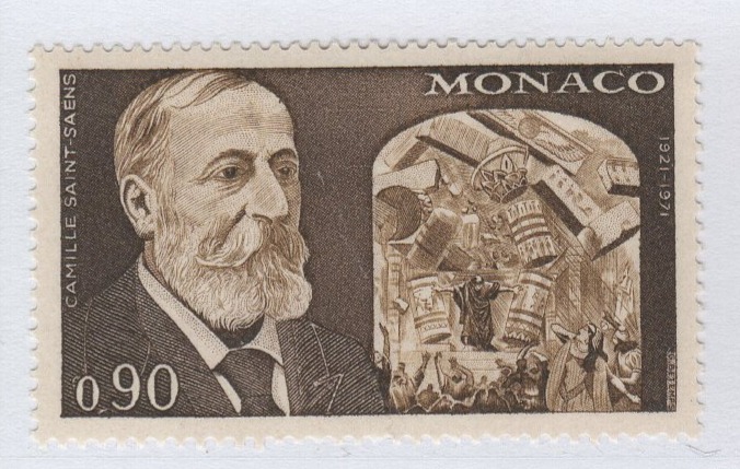 Francobollo Monaco Anno 1972 Cinquantenario della morte di Camille Saint-Saens