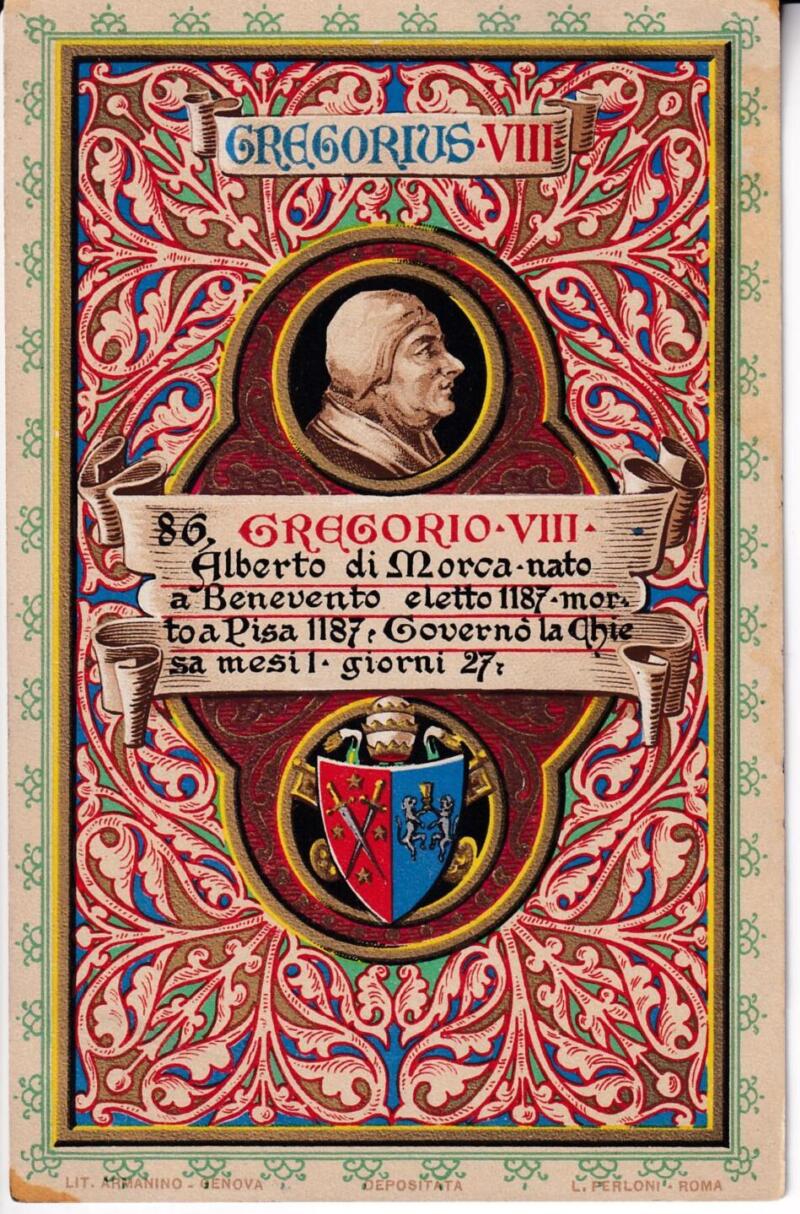 Cartolina d'epoca Serie dedicata a Sua Santità Papa Pio X e da Lui Benedetta Roma ottobre 1903 - 86 Gregorio VIII
