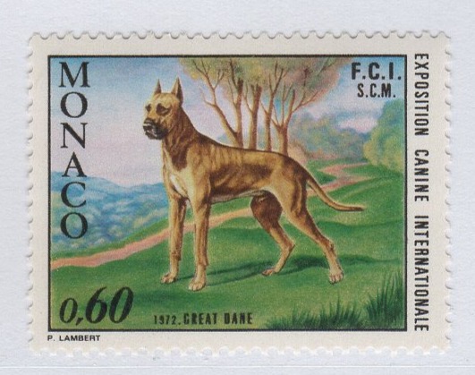 Francobollo Monaco Anno 1972 Esposizione canina internazionale di Montecarlo