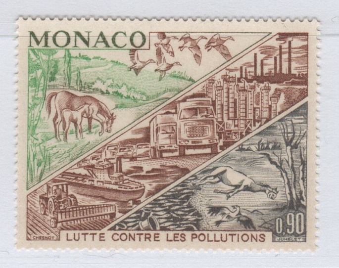 Francobollo Monaco Anno 1972 Lotta contro gli inquinamenti