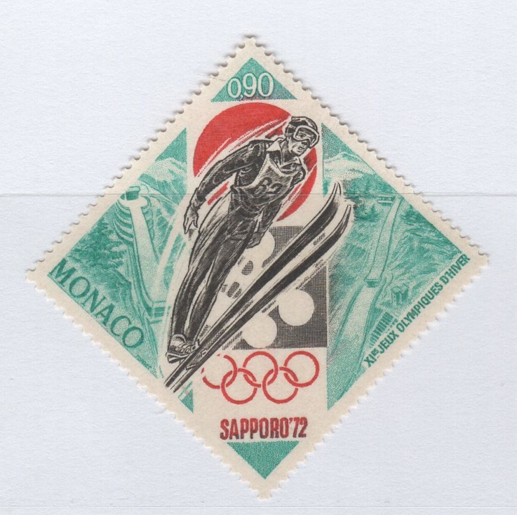 Francobollo Monaco Anno 1972 Giochi Olimpici invernali di Sapporo