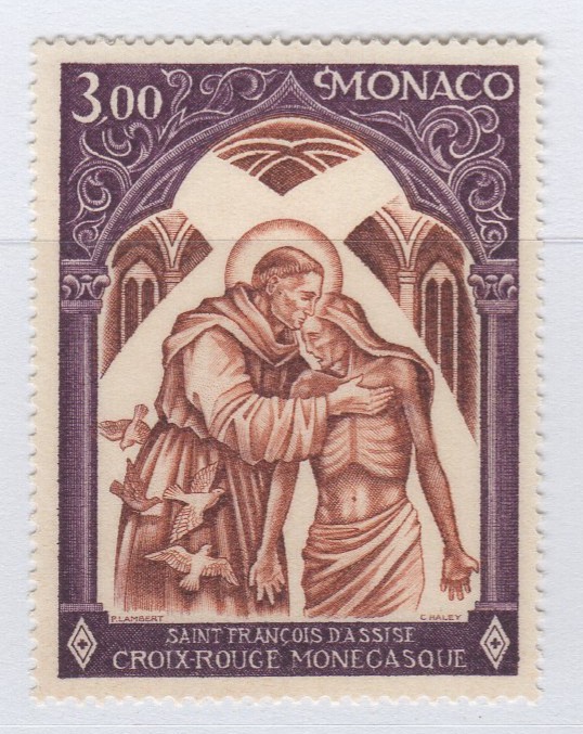 Francobollo Monaco Anno 1972 Croce Rossa Monegasca S. Francesco d'Assisi