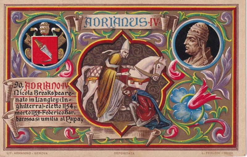 Cartolina d'epoca Serie dedicata a Sua Santità Papa Pio X e da Lui Benedetta Roma ottobre 1903 - 90 Adriano IV