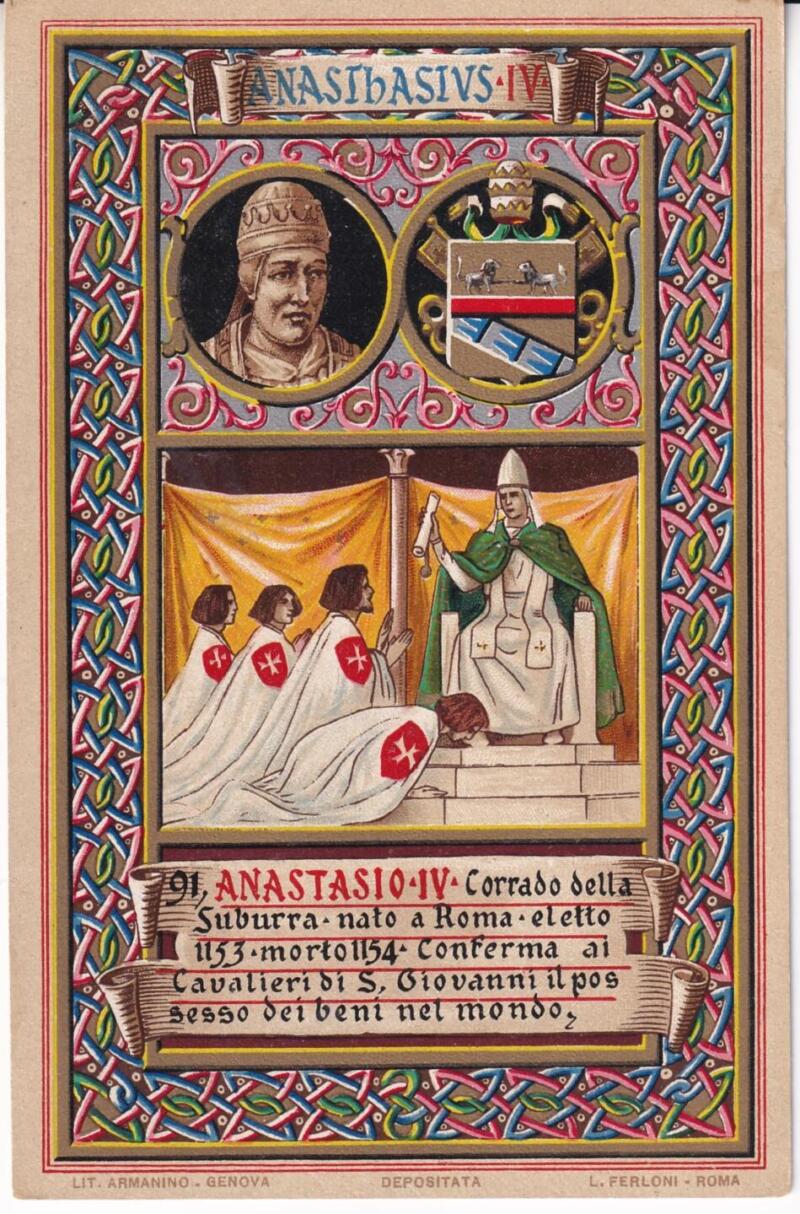 Cartolina d'epoca Serie dedicata a Sua Santità Papa Pio X e da Lui Benedetta Roma ottobre 1903 - 91 Anastasio IV