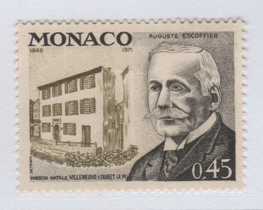 Francobollo Monaco Anno 1972 125esimo anniversario della nascita di Auguste Escoffier