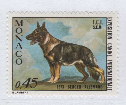 Francobollo Monaco Anno 1973 Esposizione canina internazionale di Montecarlo