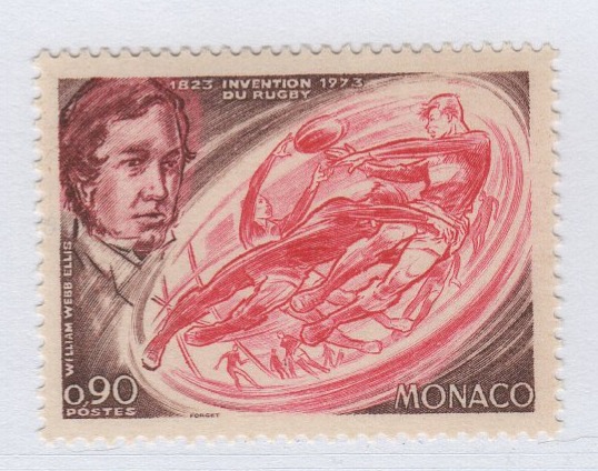 Francobollo Monaco Anno 1973 150esimo anniversario dell'invenzione del rugby
