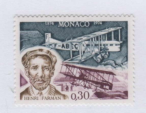 Francobollo Monaco Anno 1974 Centenario della nascita di Henry Farman